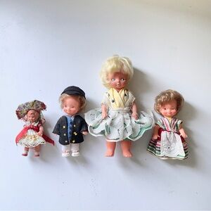 Vintage Miniature European Folk Art Souvenir Posable Doll Lot Mid-20th Century
